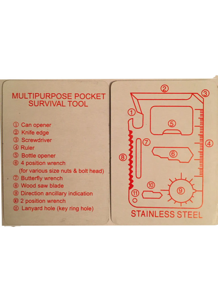 Ninja Outdoorsman 11 in 1 Stainless Steel Credit Card Pocket Sized Survival Multi Functional Tool - Stocking Stuffers, Christmas Gifts Under 10 Dollars. Free Gift With Purchase!