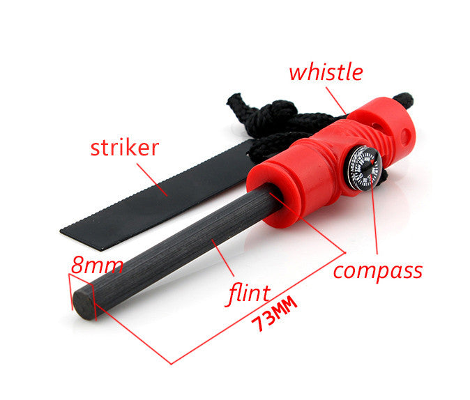 Ninja Outdoorsman Emergency Fire Starter Multi Tool with Compass and Whistle, Stocking Stuffers, Christmas Gifts Under 10 Dollars. Free Gift With Purchase!